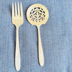Vintage Community Plate Silverplate Serving Fork & Pierced Round Server
